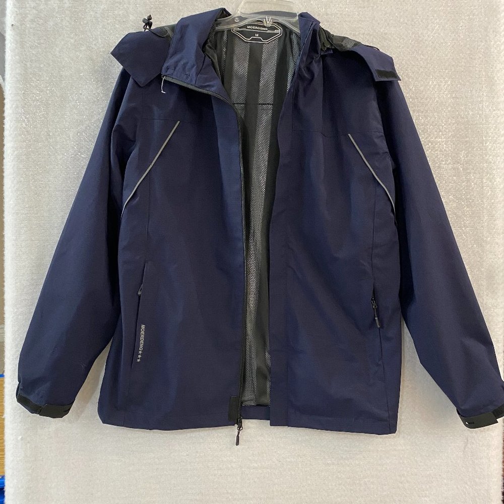 Moerdeng Water Resistant Jacket Men's Windbreaker Weather Resistant Navy Size M